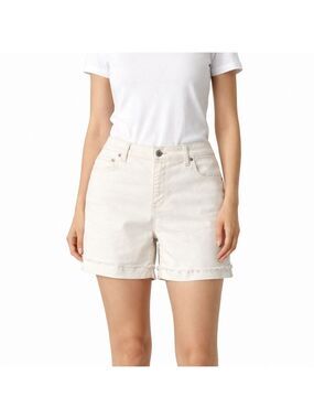 TALBOTS Cotton 5 Pocket Boyfriend Cream Denim Shorts Sz 16